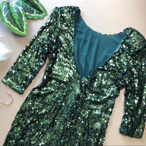 Green Sequin Mini Cocktail Dress - Picture 9 of 16